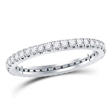  10k White Gold Womens Round Diamond Eternity Wedding Band 1/2 Cttw