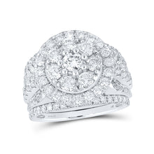  14k White Gold Round Diamond Bridal Wedding Ring Band Set 3 Cttw