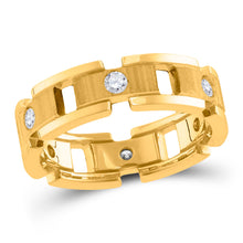  14k Yellow Gold Mens Round Diamond Link Chain Wedding Band Ring 1/2 Cttw