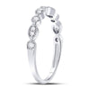 10k White Gold Womens Round Diamond Marquise Dot Stackable Band Ring 1/6 Cttw