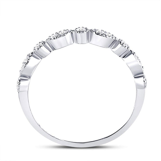 10k White Gold Womens Round Diamond Marquise Dot Stackable Band Ring 1/6 Cttw