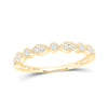 10k Yellow Gold Womens Round Diamond Marquise Dot Stackable Band Ring 1/6 Cttw