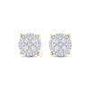 10k Yellow Gold Womens Round Diamond Cluster Earrings 1/4 Cttw
