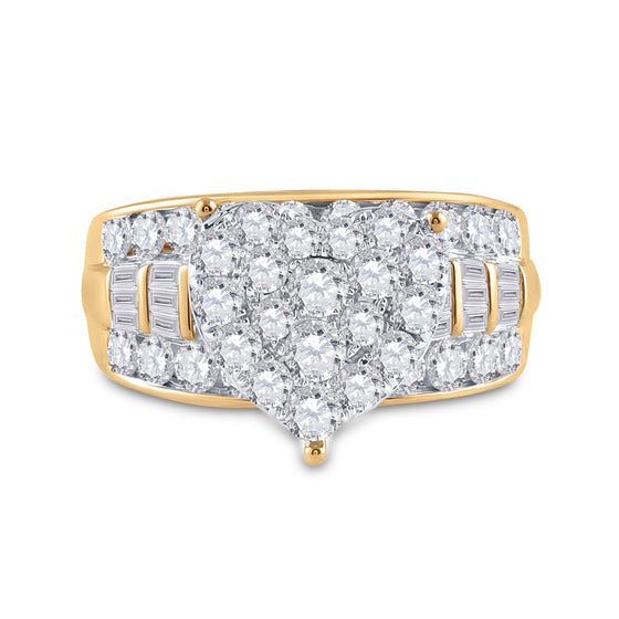 10k Yellow Gold Round Diamond Heart Bridal Wedding Engagement Ring 2 Cttw