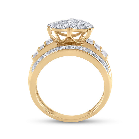 10k Yellow Gold Round Diamond Heart Bridal Wedding Engagement Ring 2 Cttw