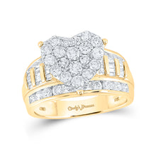  10k Yellow Gold Round Diamond Heart Bridal Wedding Engagement Ring 2 Cttw