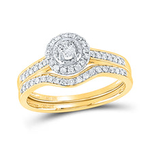  10k Yellow Gold Round Diamond Bridal Wedding Ring Band Set 1/3 Cttw