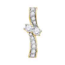  14k Yellow Gold Womens Round Diamond 2-stone Hearts Together Pendant 1/4 Cttw
