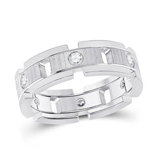  14k White Gold Mens Round Diamond Wedding Link Band Ring 1/2 Cttw