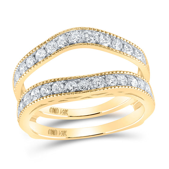 14k Yellow Gold Womens Round Diamond Wedding Wrap Ring Guard Enhancer 1 Cttw