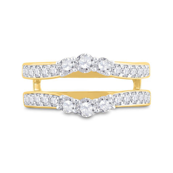 14k Yellow Gold Womens Round Diamond Wedding Wrap Ring Guard Enhancer 1 Cttw