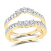 14k Yellow Gold Womens Round Diamond Wedding Wrap Ring Guard Enhancer 1 Cttw