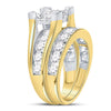 14k Yellow Gold Princess Diamond Bridal Wedding Ring Band Set 4 Cttw