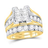 14k Yellow Gold Princess Diamond Bridal Wedding Ring Band Set 4 Cttw