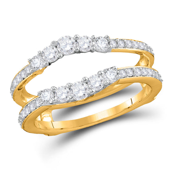 14k Yellow Gold Womens Round Diamond Wedding Wrap Ring Guard Enhancer 3/4 Cttw