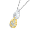 10k Tri-Tone Gold Womens Moving Round Diamond Teardrop Pendant 1/6 Cttw