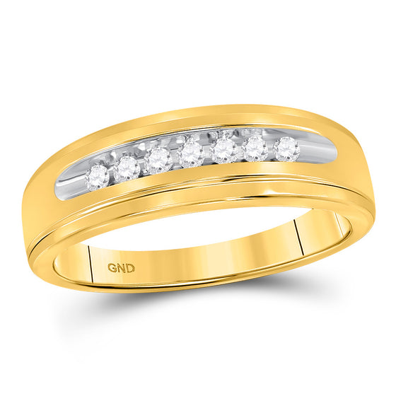 10k Yellow Gold Womens Round Diamond Single Row Channel-set Band Ring 1/6 Cttw