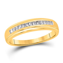  10k Yellow Gold Mens Princess Diamond Wedding Band Ring 1/4 Cttw