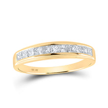 10k Yellow Gold Mens Princess Diamond Wedding Single Row Band Ring 3/4 Cttw