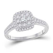  14k White Gold Round Diamond Cluster Bridal Wedding Engagement Ring 5/8 Cttw