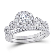  14k White Gold Round Diamond Bridal Wedding Ring Band Set 1 Cttw