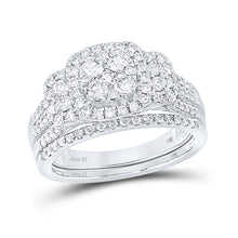  14k White Gold Round Diamond Bridal Wedding Ring Band Set 1 Cttw