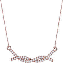  10k Rose Gold Womens Round Diamond Twist Bar Fashion Necklace 1/2 Cttw