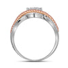 10k Two-tone Gold Womens Round Diamond Rope Rose-tone Band Ring 1/5 Cttw