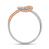 10k Two-tone Gold Womens Round Diamond Rope Band Ring 1/6 Cttw