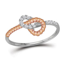  10k Two-tone Gold Womens Round Diamond Rope Band Ring 1/6 Cttw