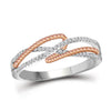 10k White Gold Womens Round Diamond Rope Fashion Band Ring 1/6 Cttw