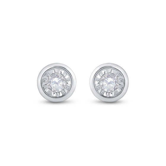 10k White Gold Womens Round Diamond Solitaire Stud Earrings 1/4 Cttw