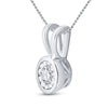 10k White Gold Womens Round Diamond Solitaire Faceted Framed Pendant 1/10 Cttw