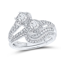  14k White Gold Round Diamond Bridal Wedding Ring Band Set 1 Cttw