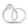 14k White Gold Round Diamond Bridal Wedding Ring Band Set 1-1/2 Cttw