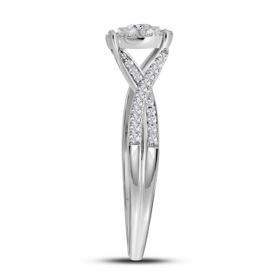 14k White Gold Round Diamond Solitaire Bridal Wedding Engagement Ring 1/3 Cttw