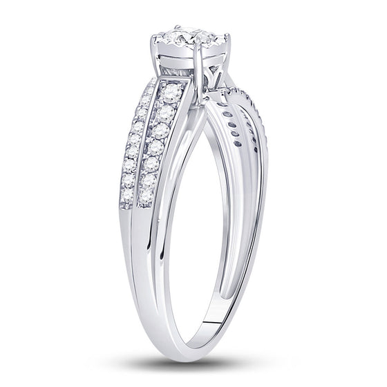14k White Gold Round Diamond Solitaire Bridal Wedding Engagement Ring 1/2 Cttw