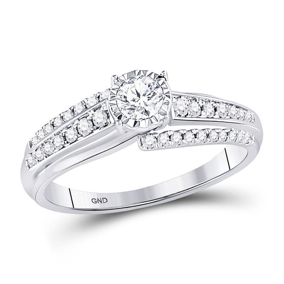 14k White Gold Round Diamond Solitaire Bridal Wedding Engagement Ring 1/2 Cttw