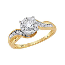  14k Yellow Gold Round Diamond Cluster Bridal Wedding Engagement Ring 1/3 Cttw
