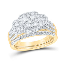  14k Yellow Gold Round Diamond Bridal Wedding Ring Band Set 1 Cttw