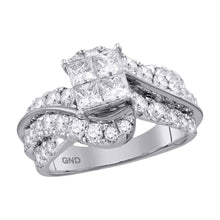  14k White Gold Princess Diamond Cluster Bridal Wedding Engagement Ring 2 Cttw