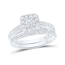  14k White Gold Princess Diamond Bridal Wedding Ring Band Set 1 Cttw