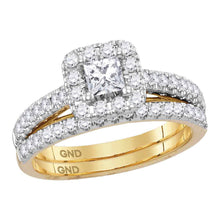  14k Yellow Gold Diamond Princess EGL Bridal Wedding Ring Band Set 1 Cttw