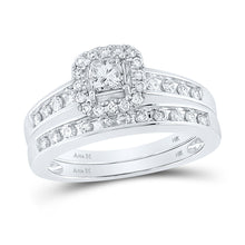  14k White Gold Princess Diamond Bridal Wedding Ring Band Set 3/4 Cttw