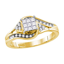  14k Yellow Gold Princess Diamond Cluster Bridal Wedding Engagement Ring 1/3 Cttw