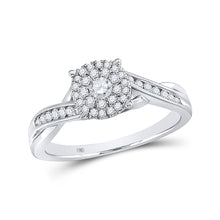  14k White Gold Round Diamond Cluster Bridal Wedding Engagement Ring 1/3 Cttw