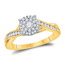  14k Yellow Gold Round Diamond Cluster Bridal Wedding Engagement Ring 1/3 Cttw