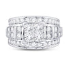 14k White Gold Princess Diamond Cluster Bridal Wedding Engagement Ring 3 Cttw