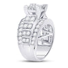 14k White Gold Princess Diamond Cluster Bridal Wedding Engagement Ring 3 Cttw