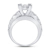 14k White Gold Princess Diamond Cluster Bridal Wedding Engagement Ring 3 Cttw